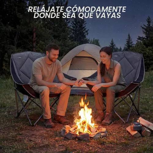Vista 6 de Silla de Campamento Plegable CAMPHILL, Silla de Camping Portátil Extra Grande con Portavasos, Silla de Césped Resistente Acolchada para Camping