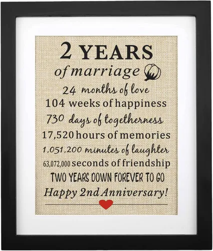 Vista 12 de Corfara Impresión enmarcada de arpillera para el primer aniversario, 11 pulgadas de ancho x 13 pulgadas de alto, 1 año como marido y esposa, regalos