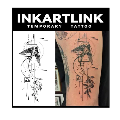 Vista 7 de INKARTLINK Tattoo Tech, 2 hojas de tatuaje semipermanente mediano, tatuajes temporales de diseño artístico para adultos, dura 1-2 semanas