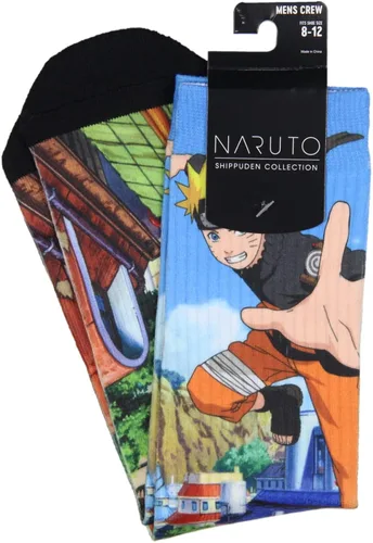 Vista 3 de Bioworld Naruto Shippuden - Calcetines de tripulación de Naruto con hojas ocultas para hombre (8-12), Blanco
