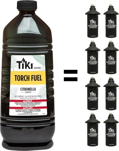 Vista 4 de TIKI Combustible de antorcha de citronela – 3/4 galones (100 onzas), paquete de 2, fácil de verter, de larga duración para antorchas al aire libre