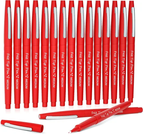 Vista 12 de Lelix Bolígrafos de punta de fieltro, paquete negro de 15 unidades, punta media de 0.7mm, marcadores de punta de fieltro para diario, escritura