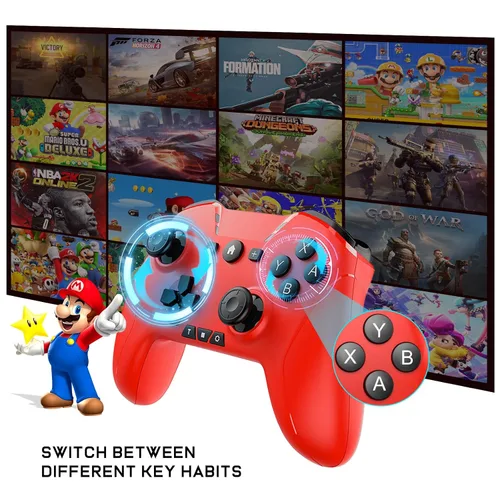 Vista 2 de Bluetooth Controller for SwitchMacPCSteamMobile PhoneiOSAndroidTViPadTableApple Arcade MFi Games, switch pro controller wireless with Adjustable