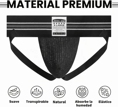 Vista 4 de Jock Straps para hombre, ropa interior atlética de banda ancha de 3' Negro