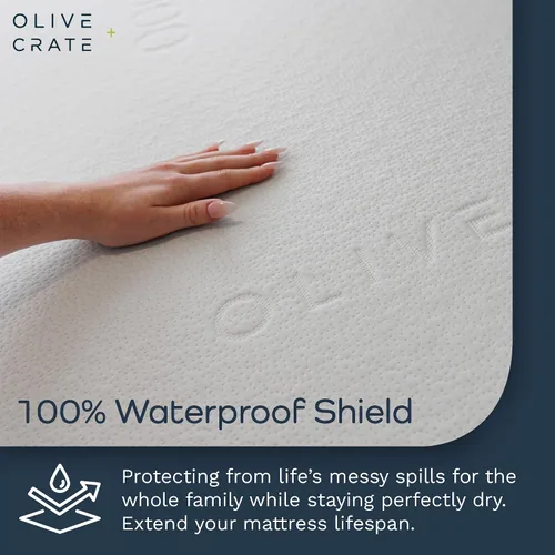 Vista 3 de Olive + Crate Protector de colchón de bambú 100% viscosa, funda de colchón de bambú de enfriamiento eco-consciente, protección hipoalergénica