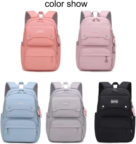 Vista 7 de JiaYou Mochila Casual para Adolescentes, Niñas, Mochila para la Escuela Secundaria, Mochila Diaria, para Mujeres, Bolsa de Viaje para Portátil, 1#