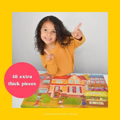 Vista 7 de Upbounders - Fun Outside - Rompecabezas de piso de 48 piezas, rompecabezas multicultural para principiantes con niños afroamericanos, niños y niñas