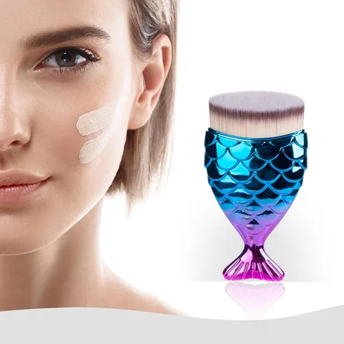 Vista 7 de UNIMEIX Cepillo de protección solar para rostro Kabuki Brush Aplicador de protector solar para niños, brochas de maquillaje para base líquida