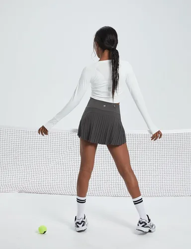 Vista 3 de BALEAF Falda de tenis plisada para mujer, falda pantalón de golf para mujer, cintura alta, pantalones cortos atléticos ligeros con bolsillos