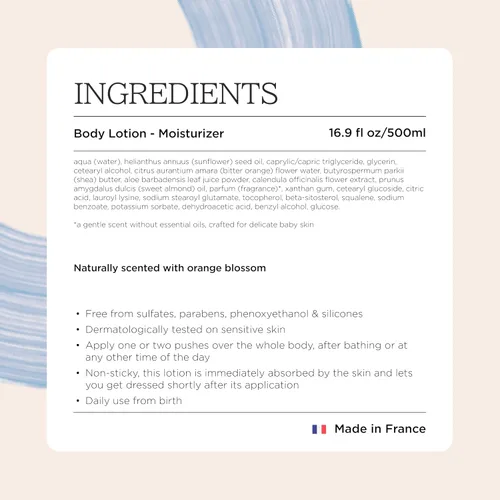 Vista 8 de MINOIS PARIS - Loción para recién nacidos y niños Loción corporal suave con aloe vera, manteca de karité y aceite de almendras Hidratante