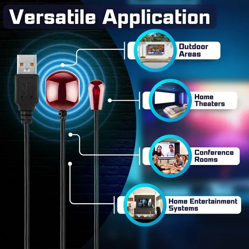 Vista 9 de TNP Cable extensor de control remoto infrarrojo infrarrojo (10 pies) - Receptor IR alimentado por USB y cable de extensión de emisor IR - Kit