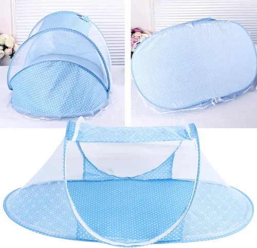 Vista 7 de Mosquitera portátil para bebé, tienda de campaña plegable para cuna de viaje con cierre de cremallera, cama desplegable instantánea con almohadilla