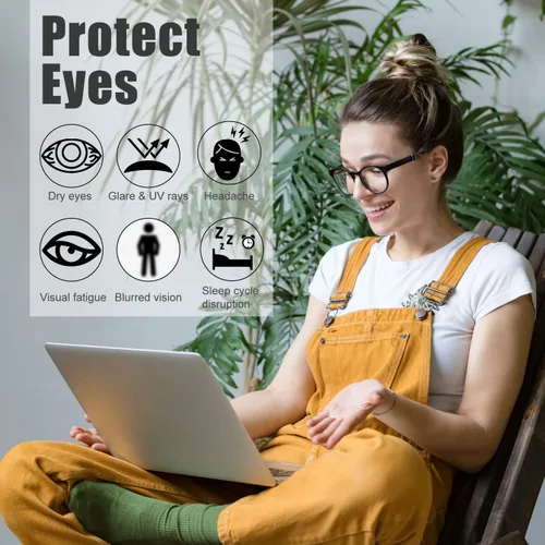 Vista 4 de The Fresh Gafas de bloqueo de luz azul, marco rectangular, anti rayos azules, gafas de juego de computadora para adolescentes, hombres y mujeres