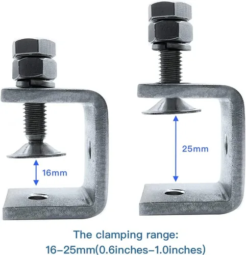 Vista 2 de Abrazaderas C de acero inoxidable Mini 0.630-1.181 in para montaje, juego de abrazaderas en U para carpintería resistente, herramientas