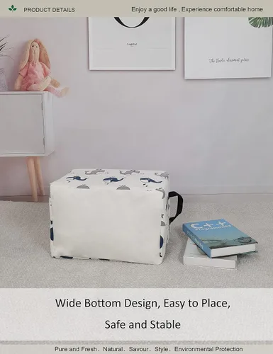 Vista 5 de Cesta de lavandería plegable rectangular, canasta de lona, cesta para guardería, adecuada para niños, oficina, dormitorio, ropa, almacenamiento