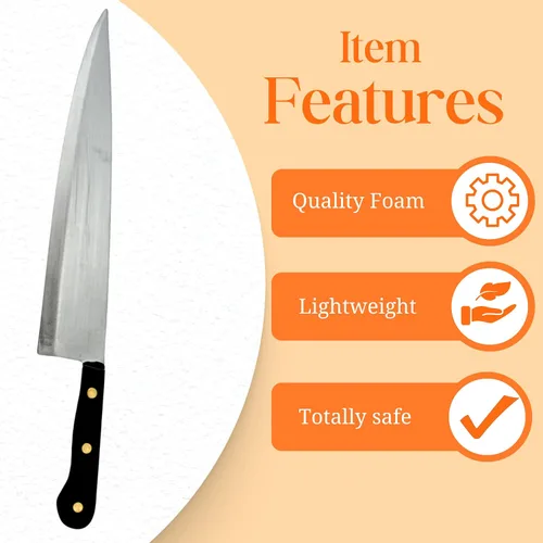 Vista 9 de 4E's Novelty Cuchillo de cocina falso de 17.5 pulgadas, de espuma de polietileno, de gran tamaño, de aspecto realista, de Halloween, cuchillo