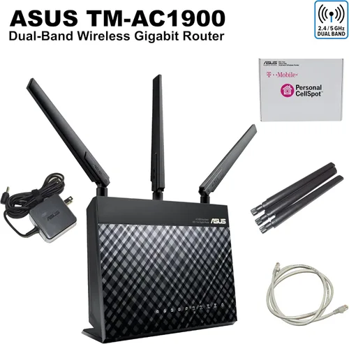 Vista 2 de T-Mobile (AC-1900) ASUS AC1900 router de Gibabit con doble banda, AiProtection con Trend Micro para seguridad de red completa
