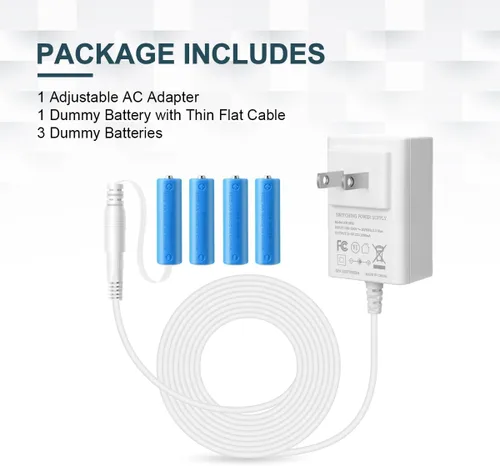 Vista 7 de Lenink - Adaptador de fuente de alimentación AC ajustable para pilas AA, de 3V a 6V, luces LED y decoraciones (Blanco)