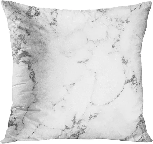 Vista 7 de Bonita funda de cojín rectangular decorativa con cremallera oculta de piedra de mármol Carra, color blanco, plateado, gris, 12 x 20 pulgadas