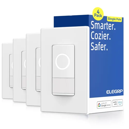 Vista 19 de ELEGRP Interruptor inteligente con sensor de movimiento, interruptor de luz Wi-Fi de 3 vías de 2.4 GHz, compatible con Alexa y Google Assistant