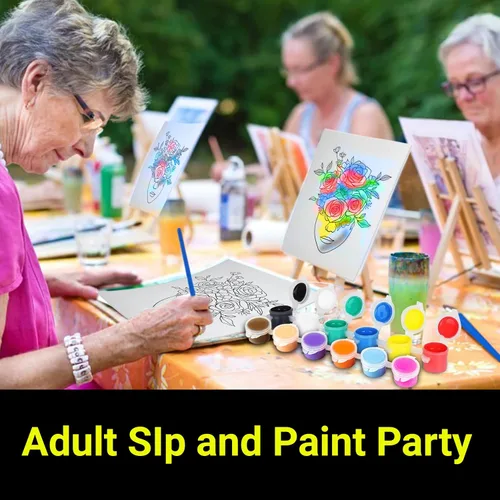 Vista 4 de Essenburg Kit de pintura de lienzo predibujado para dama de las flores, recuerdo de fiesta para adultos y adolescentes, para actividades nocturnas