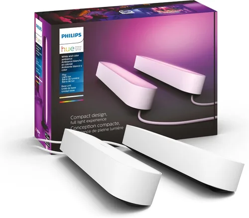 Vista 2 de Philips Hue Kit base de barra de luz inteligente Smart Play, Negro - Luz LED de cambio de color blanco y ambiente - Paquete de 2 - Requiere puente