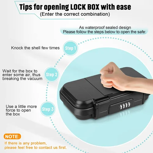 Vista 9 de BKNOOU Caja de seguridad portátil con cadena removible, caja de seguridad antirrobo para la playa, caja de seguridad con cerradura de combinación