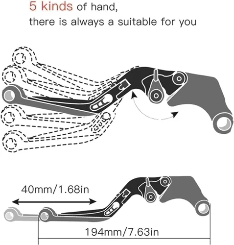 Vista 2 de Handle Clutch Brake Lever For Yamaha XT660 2004-2016 Brake Handle CNC Adjustable Motorcycle Clutch Brake Lever (Color : 6)