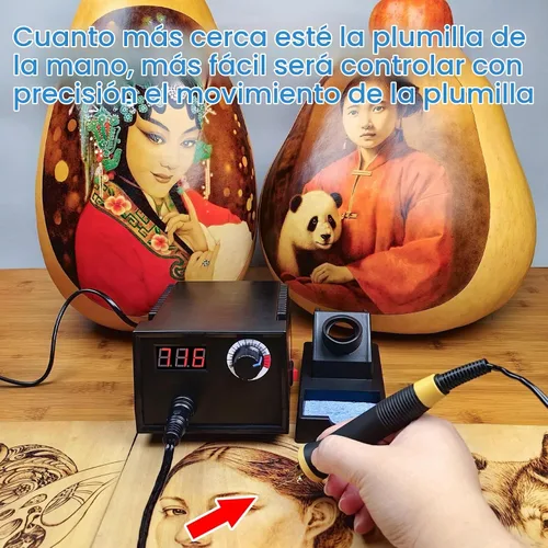 Vista 3 de FIRElood Herramienta de Combustión de Madera, Kit de Pluma de Combustión de Madera 25~750℃, Kit Profesional de Combustión de Madera, con Termómetro