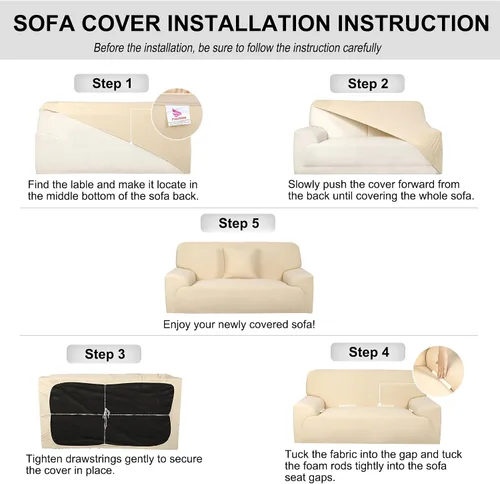 Vista 8 de uxcell Funda elástica para sofá, funda clásica sólida para sofás, sofá biplaza o sillón, muebles universales de poliéster elástico con una funda