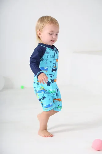 Vista 8 de HUAANIUE Traje de baño de una pieza para bebéniño pequeño con protección UPF 50+ de manga larga
