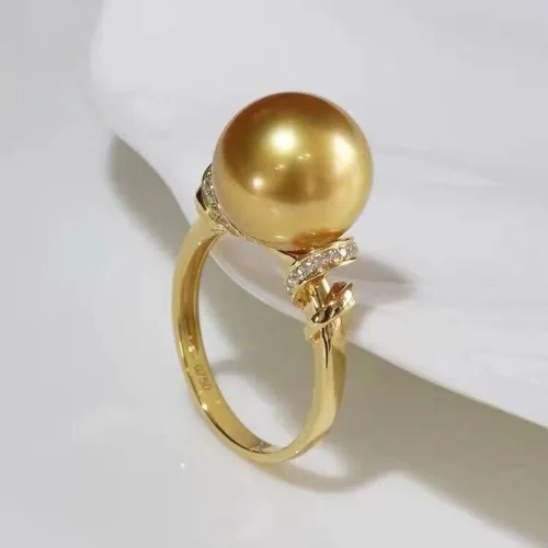 Vista 6 de Natural Nanyang anillo de perlas de oro para mujer, 12-13MM AAAA agua dulce 925 plata esterlina anillo de perlas cultivadas anillo de compromiso