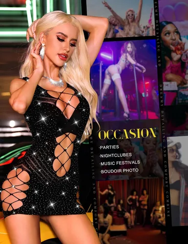 Vista 5 de RSLOVE Lencería de malla para mujer, babydoll de malla, body de encaje para mujer