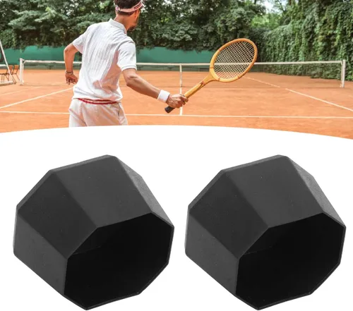 Vista 2 de RiToEasysports Raqueta de tenis, 2 piezas, raqueta de tenis, cubierta final de raqueta de tenis para raqueta de raquetbol, color negro