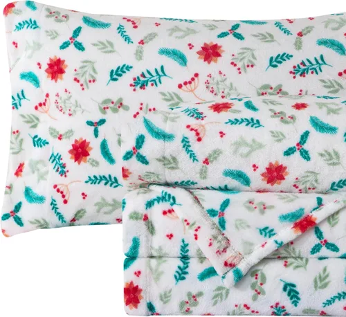 Vista 21 de Elegant Comfort - Juego de sábanas de franela de terciopelo de lujosamente suave de 4 piezas para las fiestas - Calidad premium - Juego de sábanas