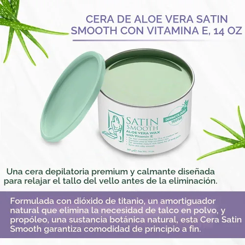 Vista 3 de Cera de depilación para cabello Satin Smooth Aloe Vera 14oz.
