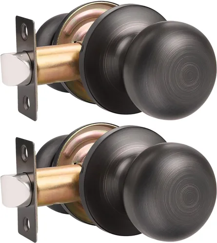 Vista 12 de GOBEKOR 1 paquete de pomos para puerta de paso, pomos interiores de bronce aceitado sin llave, pomo de puerta de armario, perilla de paso redonda