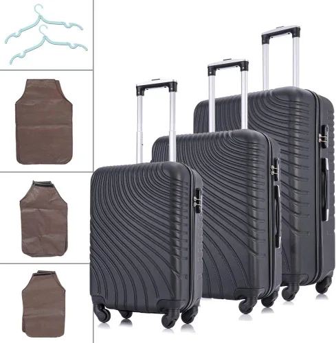 Vista 7 de Fridtrip - Maleta de viaje rígida, ligera, con ruedas giratorias, Negro, 3 PCS Suitcases