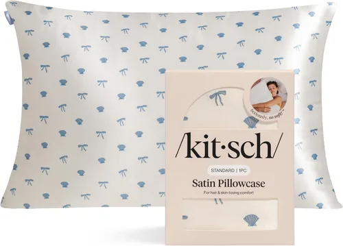 Vista 13 de Kitsch Funda de almohada de satén con cremallera, tamaño estándar, Aura