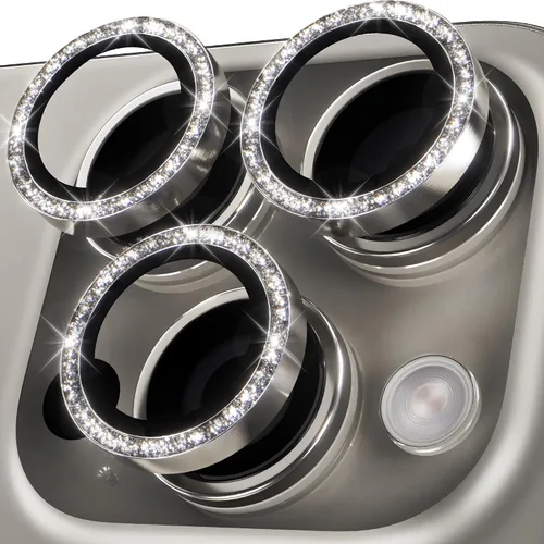 Vista 48 de YWXTW Diseñado para iPhone 14 Pro/iPhone 14 Pro Max Protector de Lente de Cámara Brillante, [Nuevo Diseño con Purpurina] Vidrio Templado de Metal