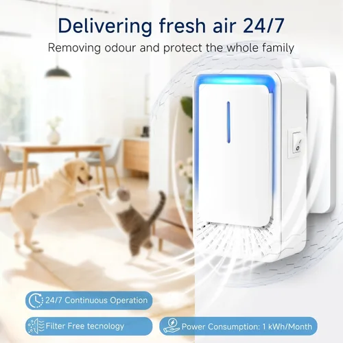 Vista 4 de Ionizadores de aire enchufables, paquete de 4 purificadores de aire con tecnología de iones negativos, mini ambientador silencioso para el hogar