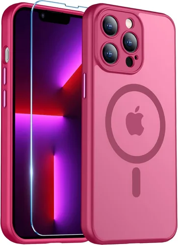 Vista 30 de Red2Fire Funda magnética para iPhone 13 Pro Max, protección completa mejorada de la cámara, compatible con MagSafe, funda protectora translúcida