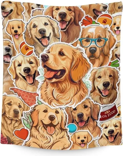 Vista 10 de Golden Retriever - Manta de regalo – 40 x 30 pulgadas, bonita manta para niños y niñas, manta negra suave y mullida para regazo y silla