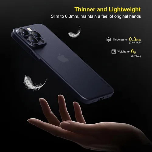 Vista 2 de memumi Funda delgada para iPhone 15 Pro de 0.012 in, ligera, cubierta de lente de cámara, protección completa PP acabado mate, cubierta trasera