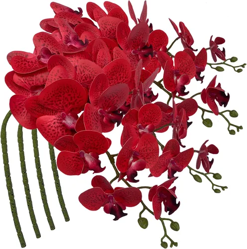 Vista 9 de FagusHome Phalaenopsis - Flores artificiales de 9 cabezas, 4 piezas de orquídeas artificiales de 42 pulgadas, plantas de tallo para decoración