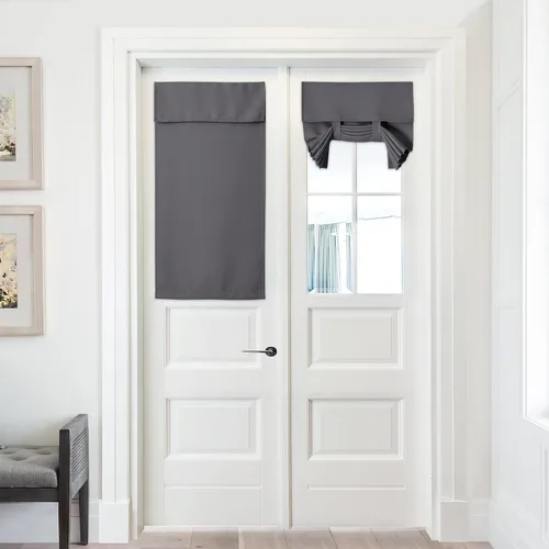 Vista 17 de PONY DANCE Cortinas de luz lateral, persianas opacas con aislamiento térmico para puerta francesa, puerta de vidrio de patio, 12 pulgadas de ancho x