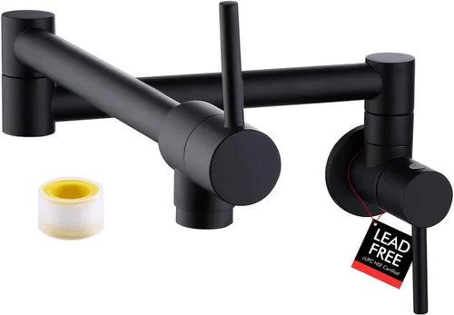 Vista 11 de KES Llenador de Ollas Dorado para Cocina Grifo Plegable de Latón con Doble Articulación Brazo Giratorio Grifo de Fregadero Articulado de Montaje