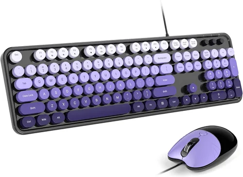 Vista 14 de Dilter Combo de teclado y mouse con cable, teclados de máquina de escribir de tamaño completo de 104 teclas, teclado de oficina USB con teclado