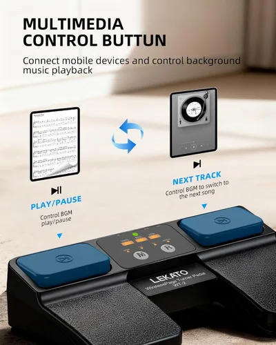 Vista 4 de LEKATO Girador de páginas inalámbrico Bluetooth para iPad, tabletas, teléfonos Android e iOS, pedal silencioso USB iPad para músicos, control