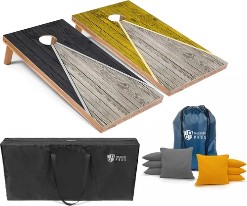 Vista 67 de Tailgating Pros Juego de tablero de Cornhole ligero con diseño piramidal con bolsas de frijoles y estuche de transporte, juego de cornhole